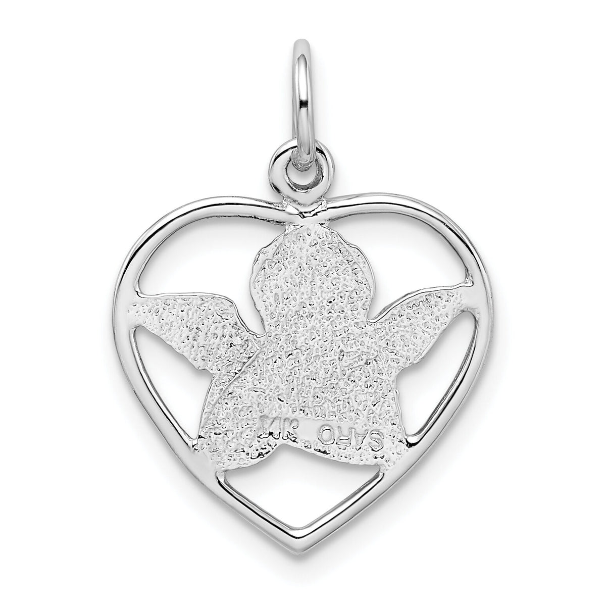 14k White Gold Angel in Heart Charm-WCH51