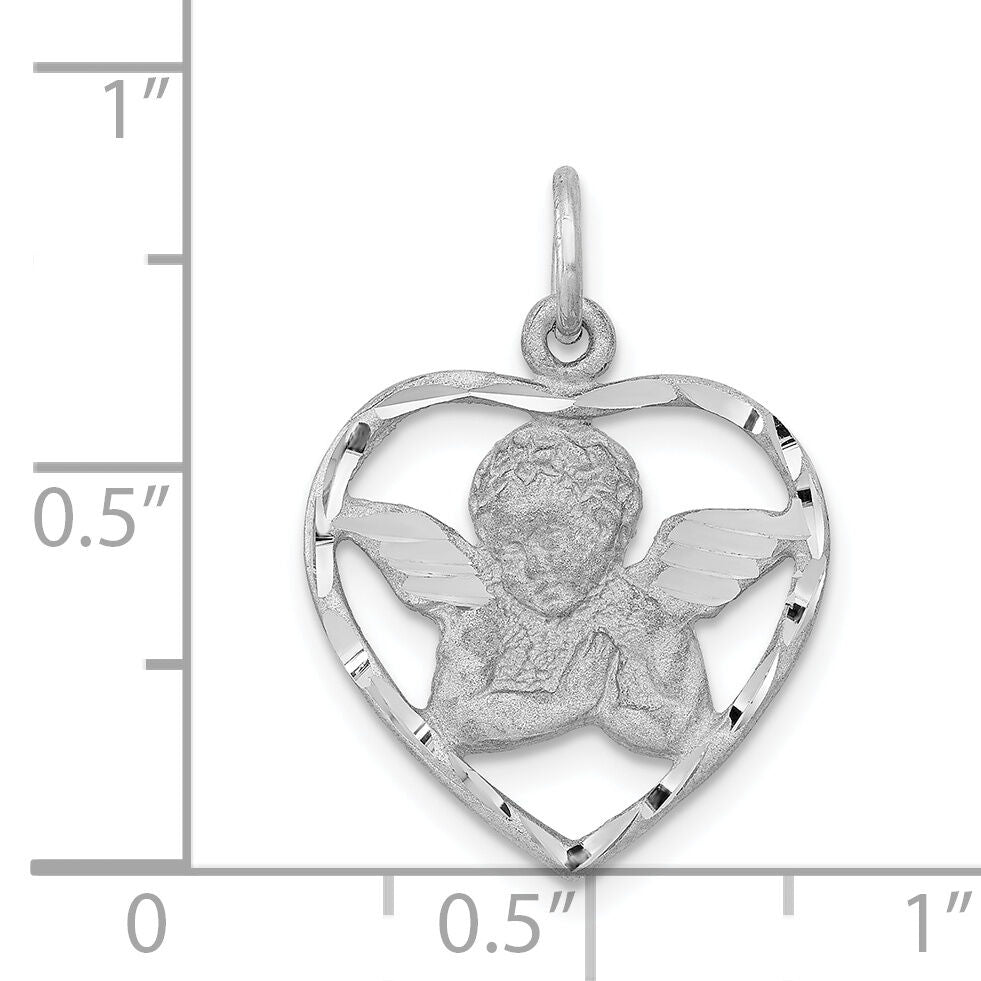 14k White Gold Angel in Heart Charm-WCH51