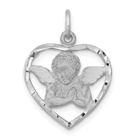 14k White Gold Angel in Heart Charm-WCH51