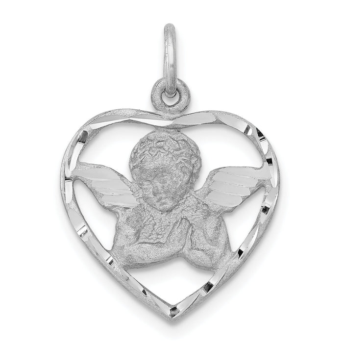 14k White Gold Angel in Heart Charm-WCH51