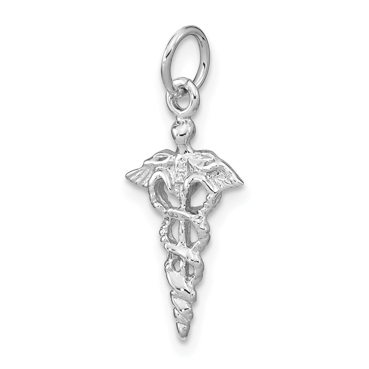 14k White Gold 3-D Caduceus Charm-WCH56