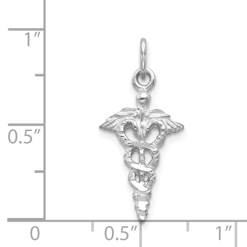 14k White Gold 3-D Caduceus Charm-WCH56