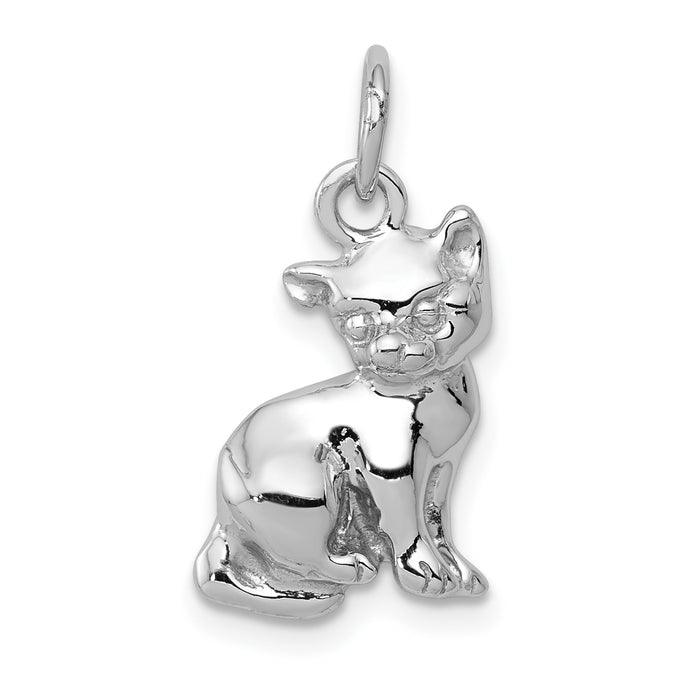 14k White Gold Cat Charm-WCH92