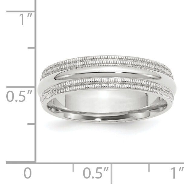 14KW 6mm Double Milgrain Comfort Fit Band-WDMC060