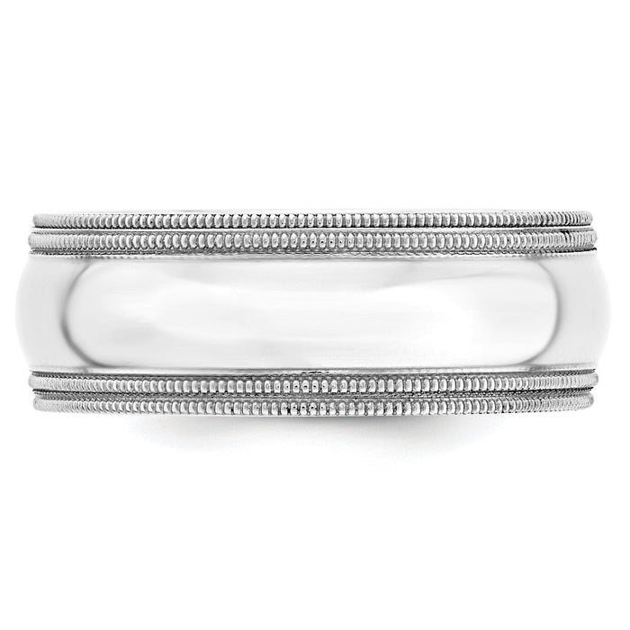 14KW 8mm Double Milgrain Comfort Fit Band-WDMC080