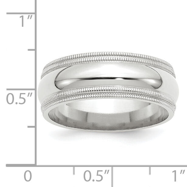 14KW 8mm Double Milgrain Comfort Fit Band-WDMC080
