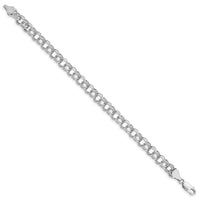 14k White Gold Double Link Charm Bracelet-WDO504-7