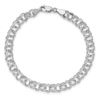 14k White Gold Double Link Charm Bracelet-WDO504-7