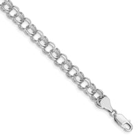 14k White Gold Double Link Charm Bracelet-WDO504-7