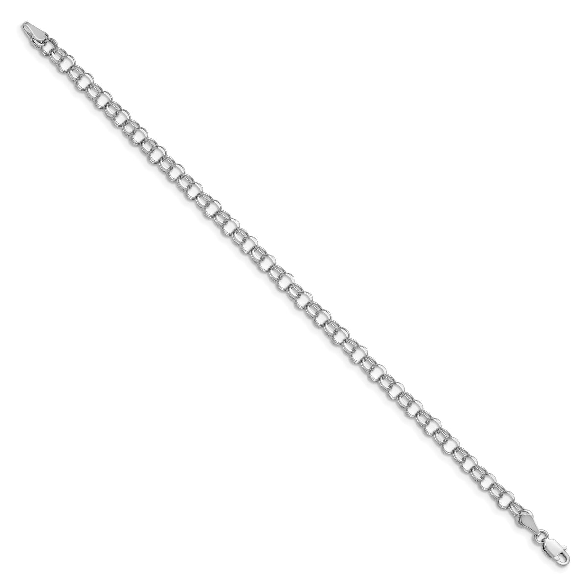 14k White Gold Double Link Charm Bracelet-WDO506-7