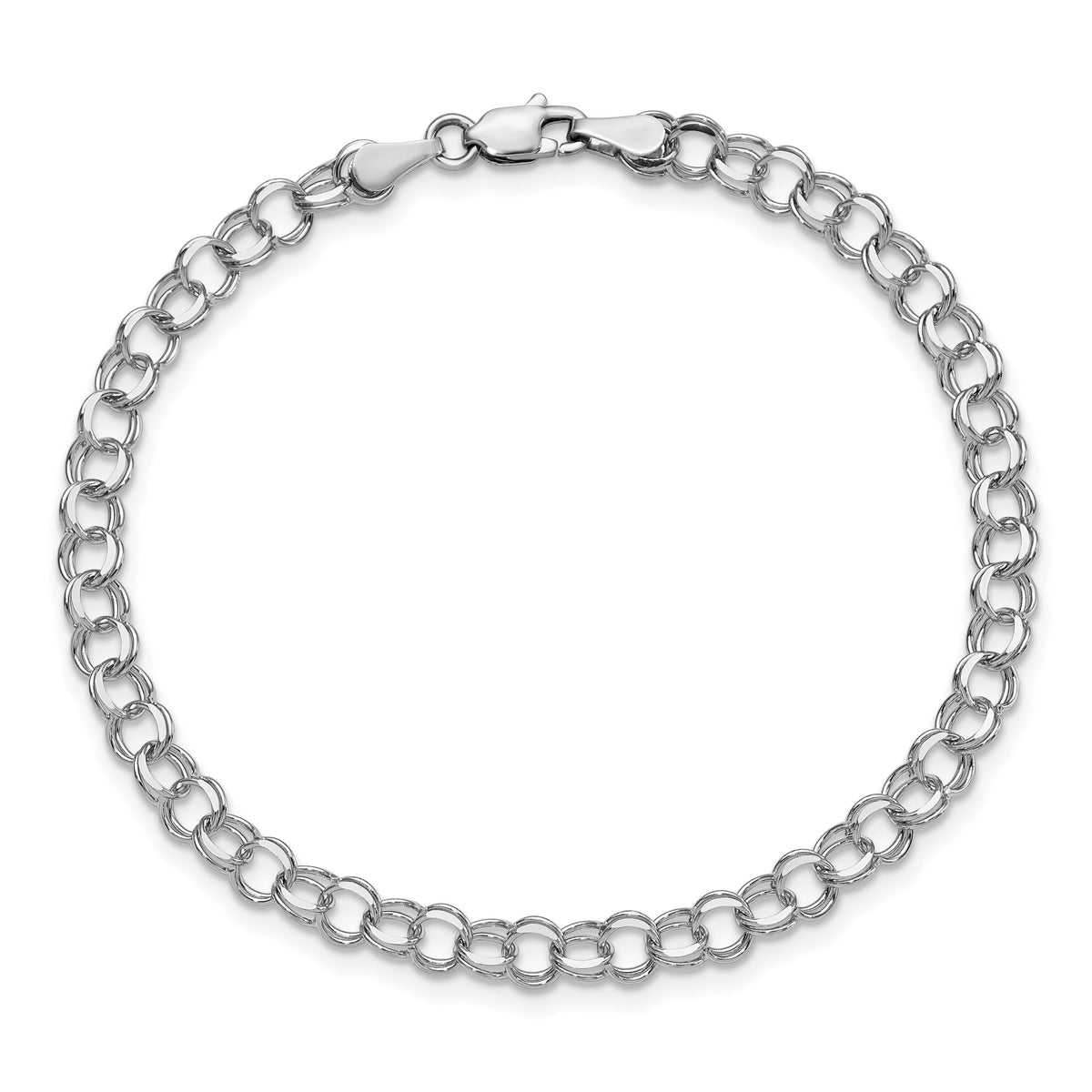 14k White Gold Double Link Charm Bracelet-WDO506-8