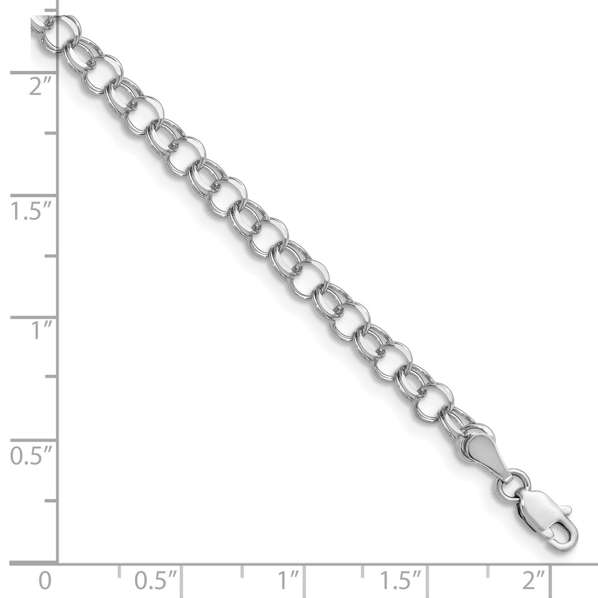 14k White Gold Double Link Charm Bracelet-WDO506-8