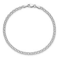 14k White Gold 3mm Solid Double Link Charm Bracelet-WDO511-7