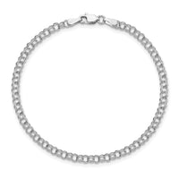 14k White Gold 3.5mm Solid Double Link Charm Bracelet-WDO512-7