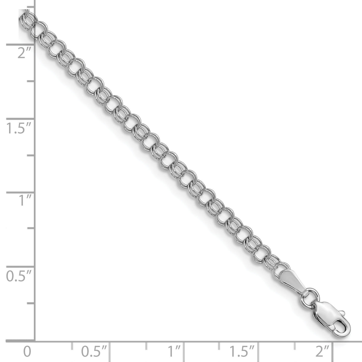 14k White Gold 3.5mm Solid Double Link Charm Bracelet-WDO512-8