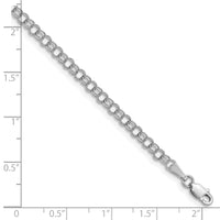 14k White Gold 3.5mm Solid Double Link Charm Bracelet-WDO512-8