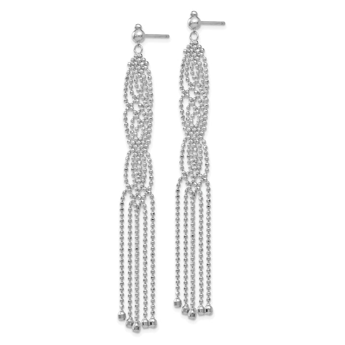 14K White Gold Bead Chain Earrings-WF113