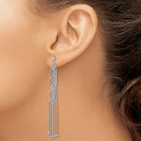 14K White Gold Bead Chain Earrings-WF113