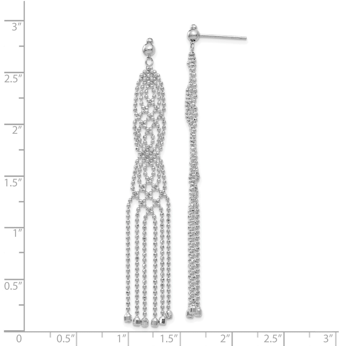 14K White Gold Bead Chain Earrings-WF113