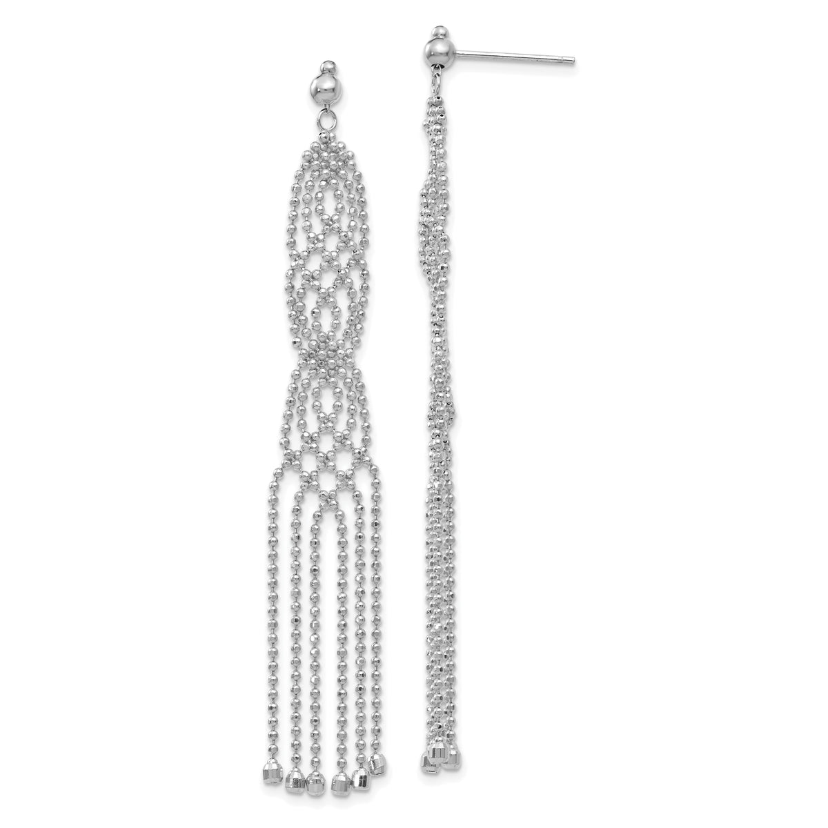 14K White Gold Bead Chain Earrings-WF113