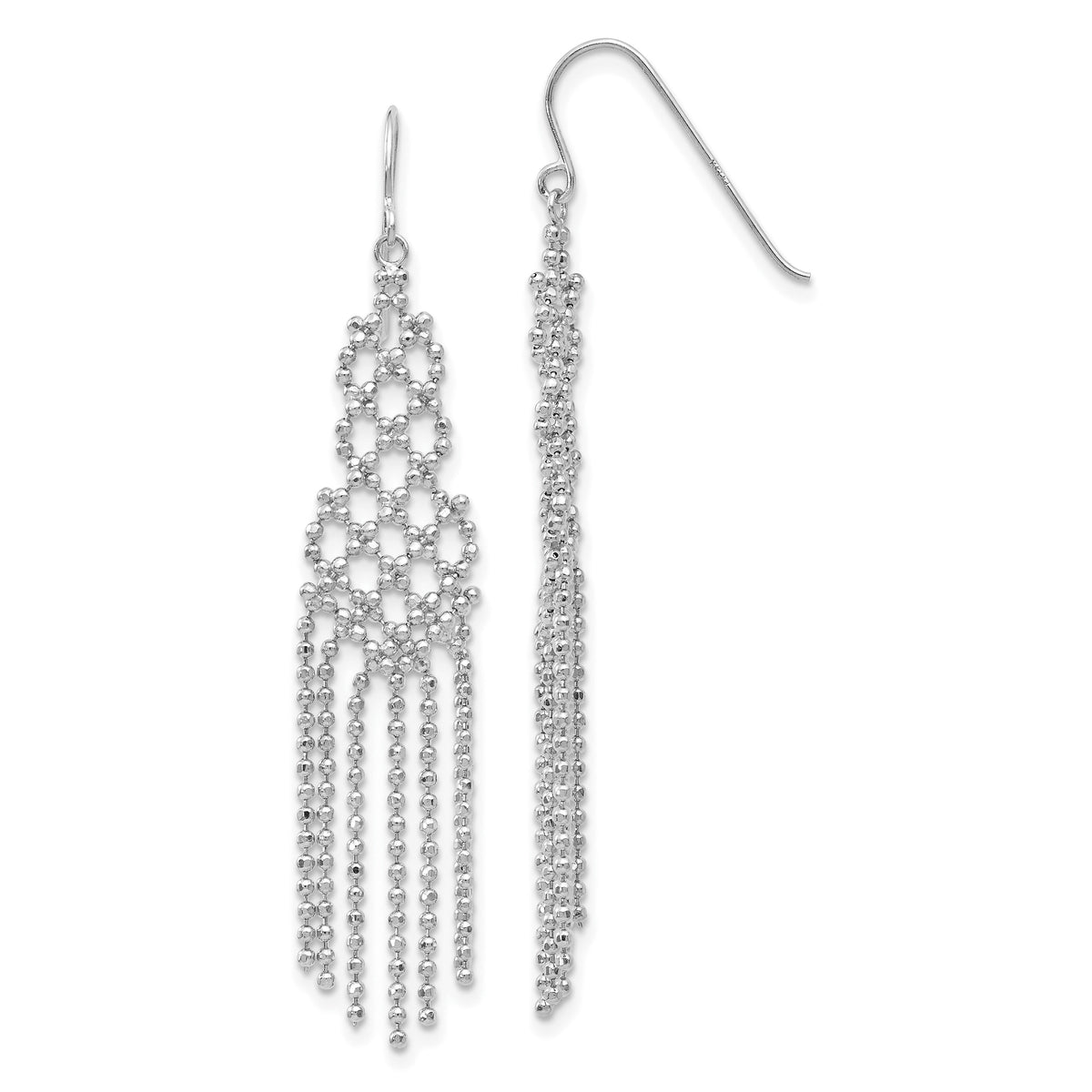 14K White Gold Beaded Earrings-WF116