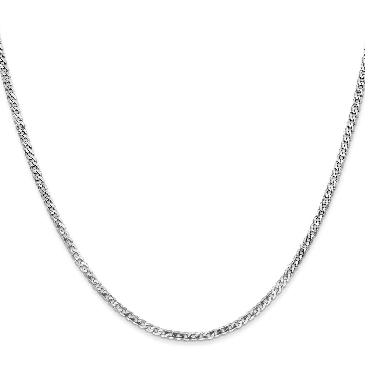 14k White Gold 2.2mm Flat Beveled Curb Chain-WFBU060-16