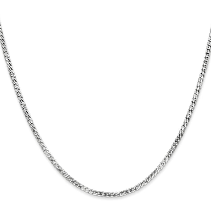 14k White Gold 2.2mm Flat Beveled Curb Chain-WFBU060-30
