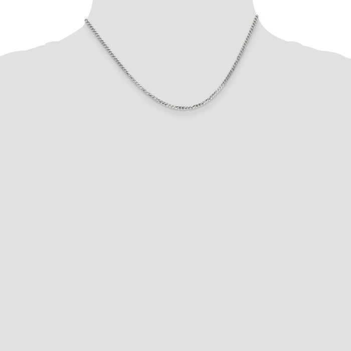 14k White Gold 2.2mm Flat Beveled Curb Chain-WFBU060-16