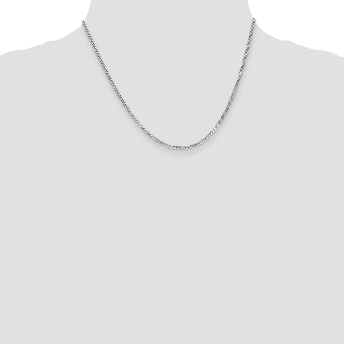 14k White Gold 2.2mm Flat Beveled Curb Chain-WFBU060-18