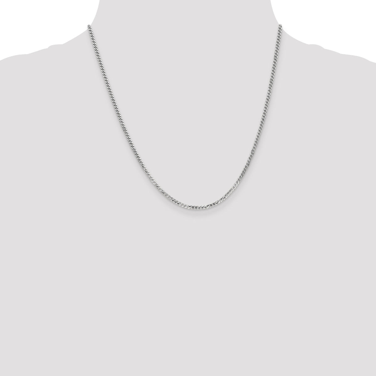 14k White Gold 2.2mm Flat Beveled Curb Chain-WFBU060-20