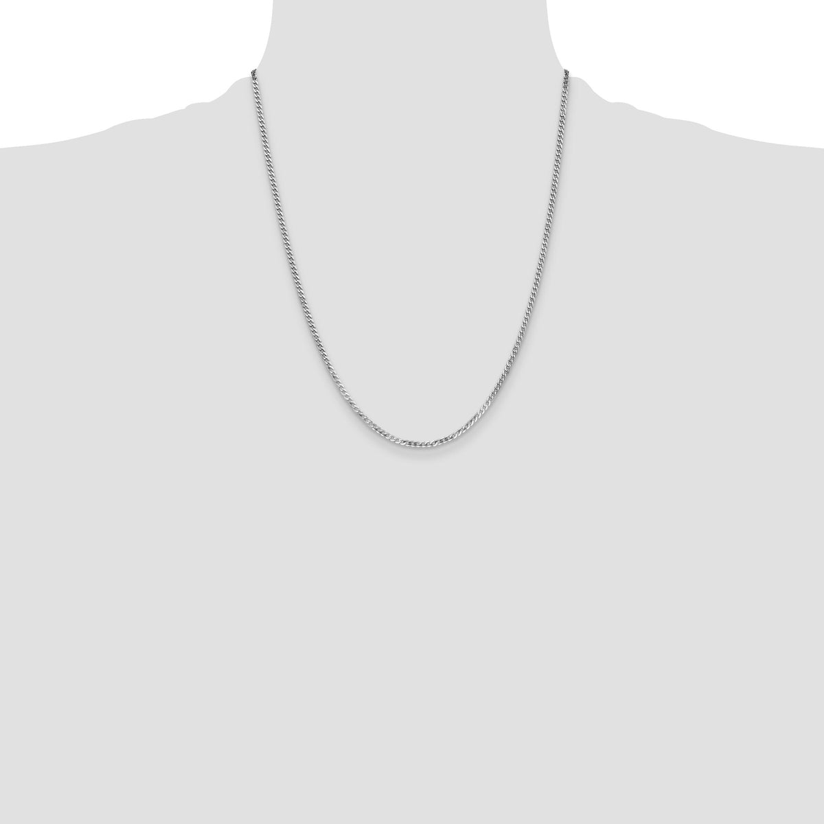 14k White Gold 2.2mm Flat Beveled Curb Chain-WFBU060-22