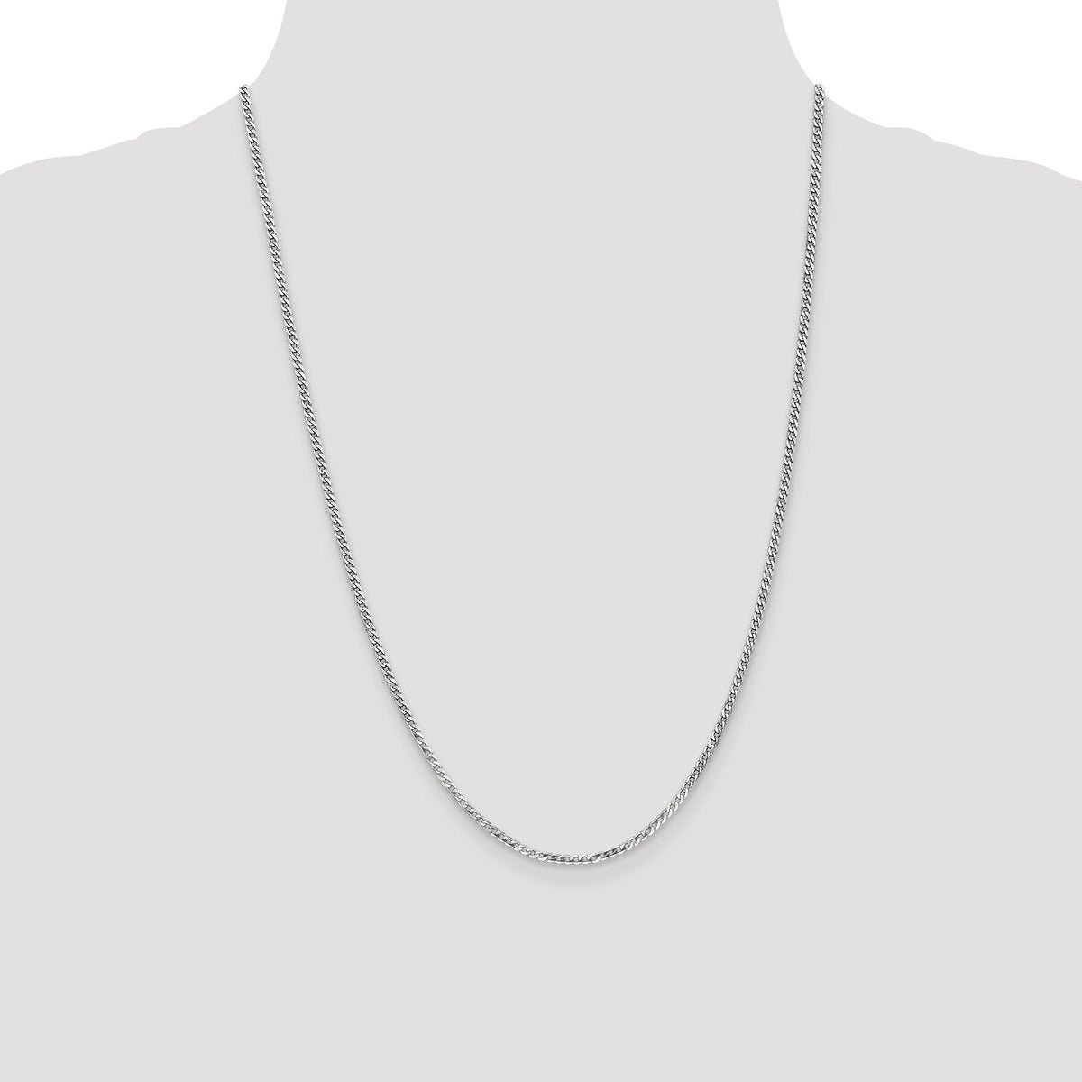 14k White Gold 2.2mm Flat Beveled Curb Chain-WFBU060-24