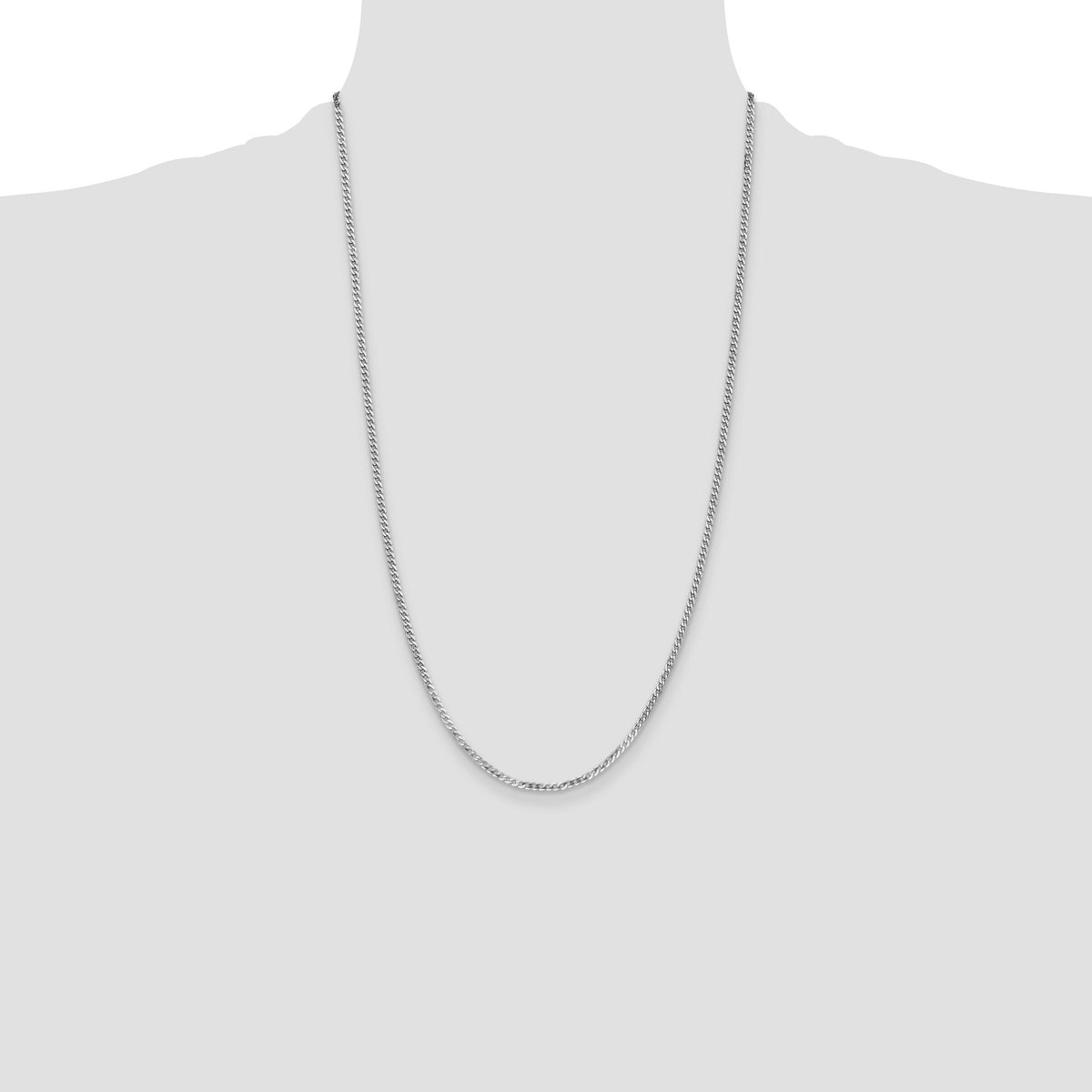 14k White Gold 2.2mm Flat Beveled Curb Chain-WFBU060-26