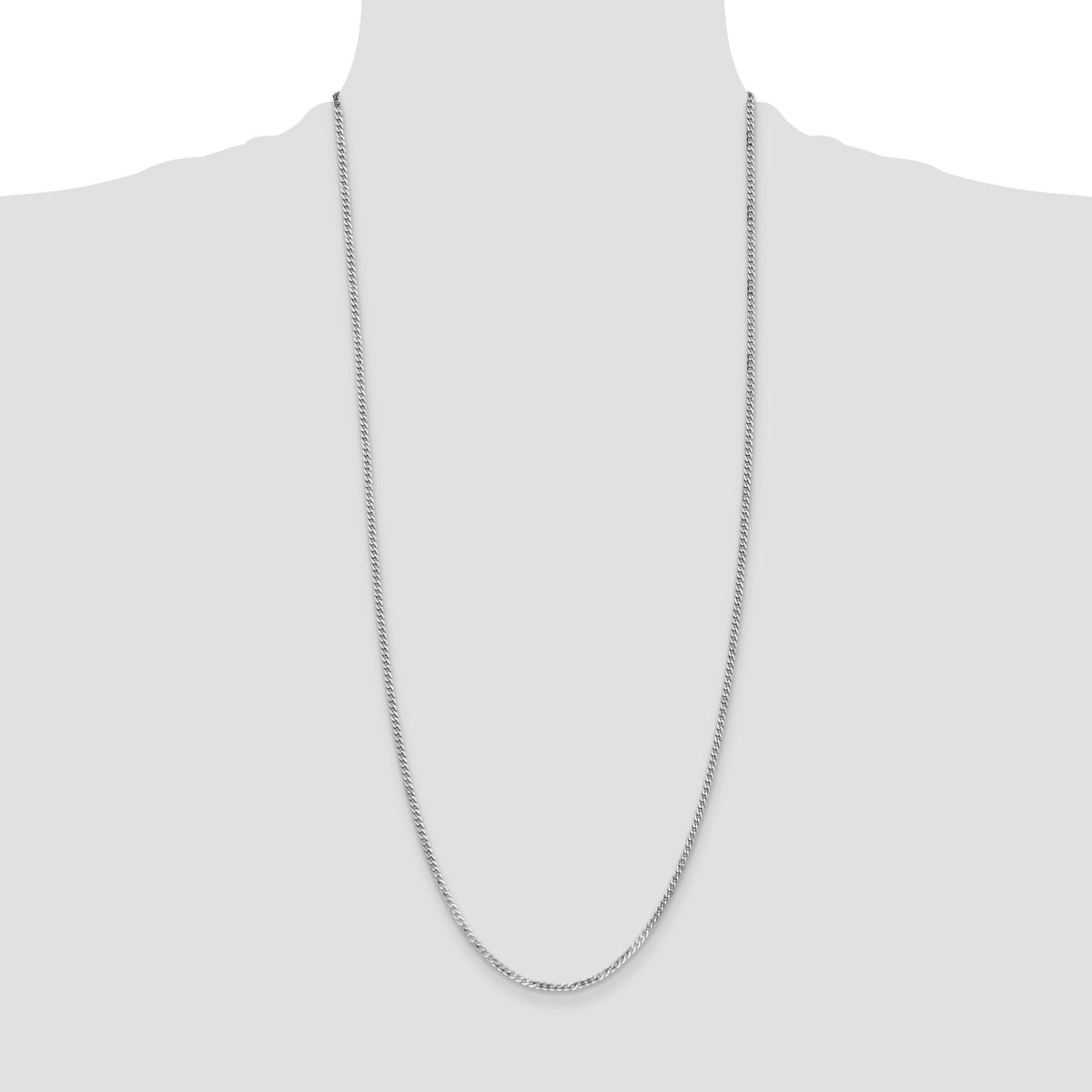 14k White Gold 2.2mm Flat Beveled Curb Chain-WFBU060-30
