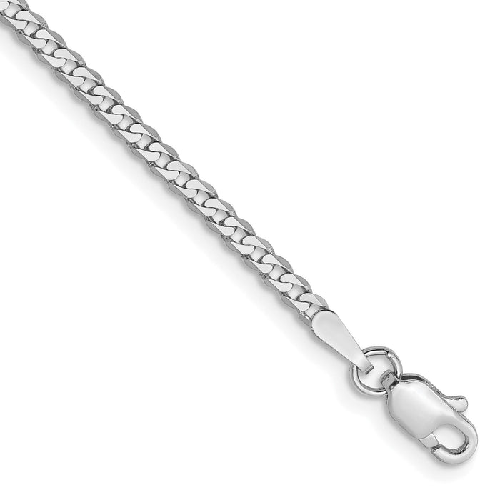 14k White Gold 2.2mm Flat Beveled Curb Chain-WFBU060-9