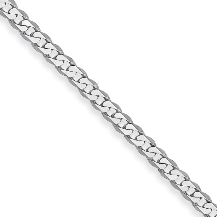 14k White Gold 2.2mm Flat Beveled Curb Chain-WFBU060-16