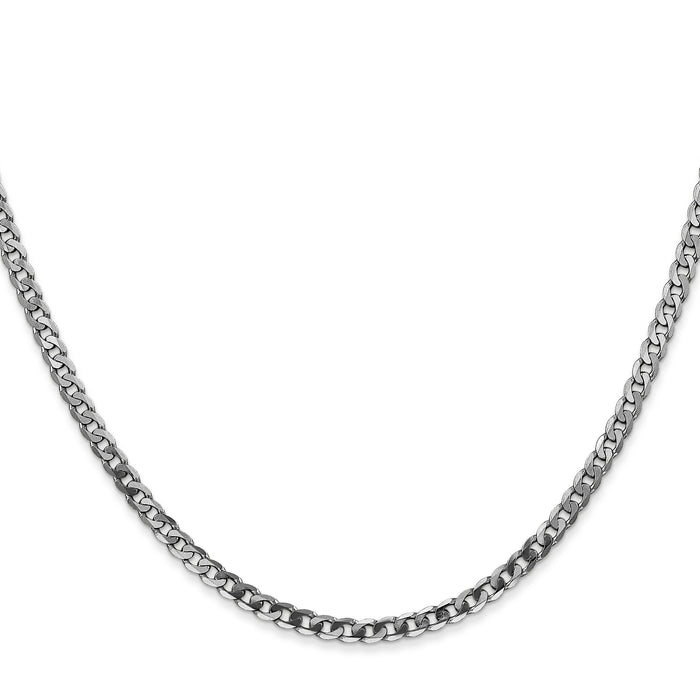 14k White Gold 2.9mm Flat Beveled Curb Chain-WFBU080-24