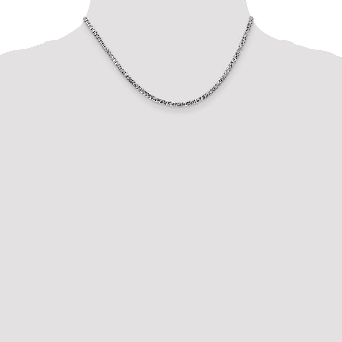 14k White Gold 2.9mm Flat Beveled Curb Chain-WFBU080-16