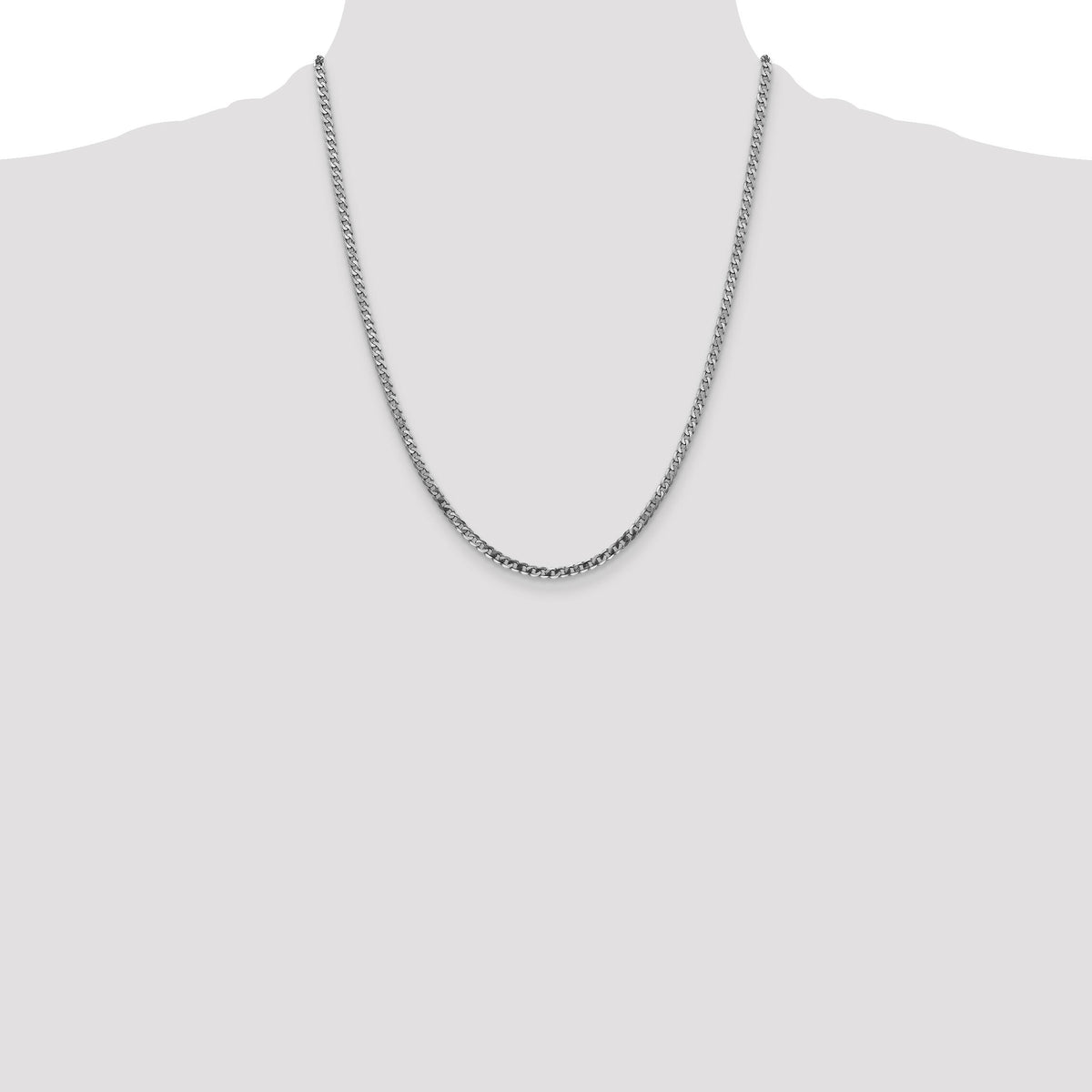 14k White Gold 2.9mm Flat Beveled Curb Chain-WFBU080-22