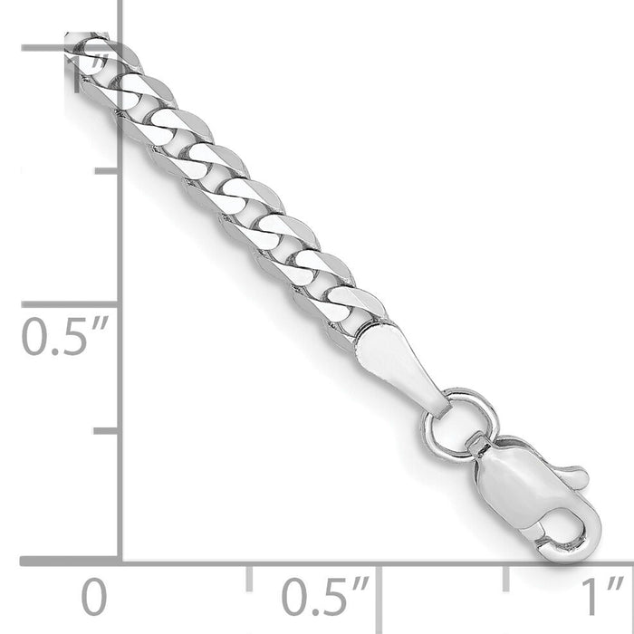 14k White Gold 2.9mm Flat Beveled Curb Chain-WFBU080-7