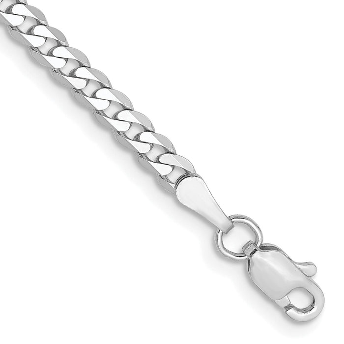 14k White Gold 2.9mm Flat Beveled Curb Chain-WFBU080-8