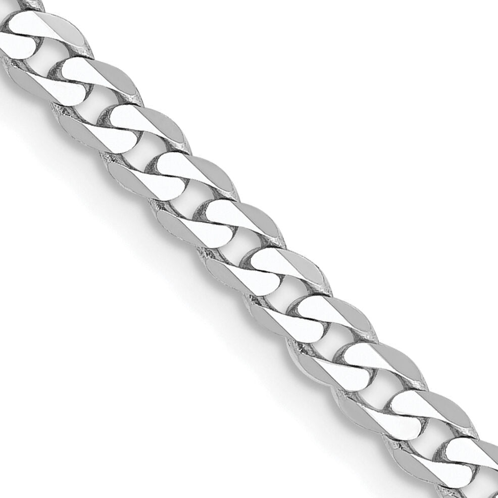 14k White Gold 2.9mm Flat Beveled Curb Chain-WFBU080-24