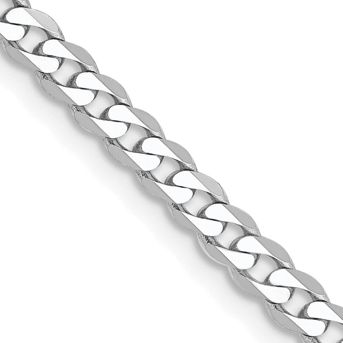 14k White Gold 2.9mm Flat Beveled Curb Chain-WFBU080-26