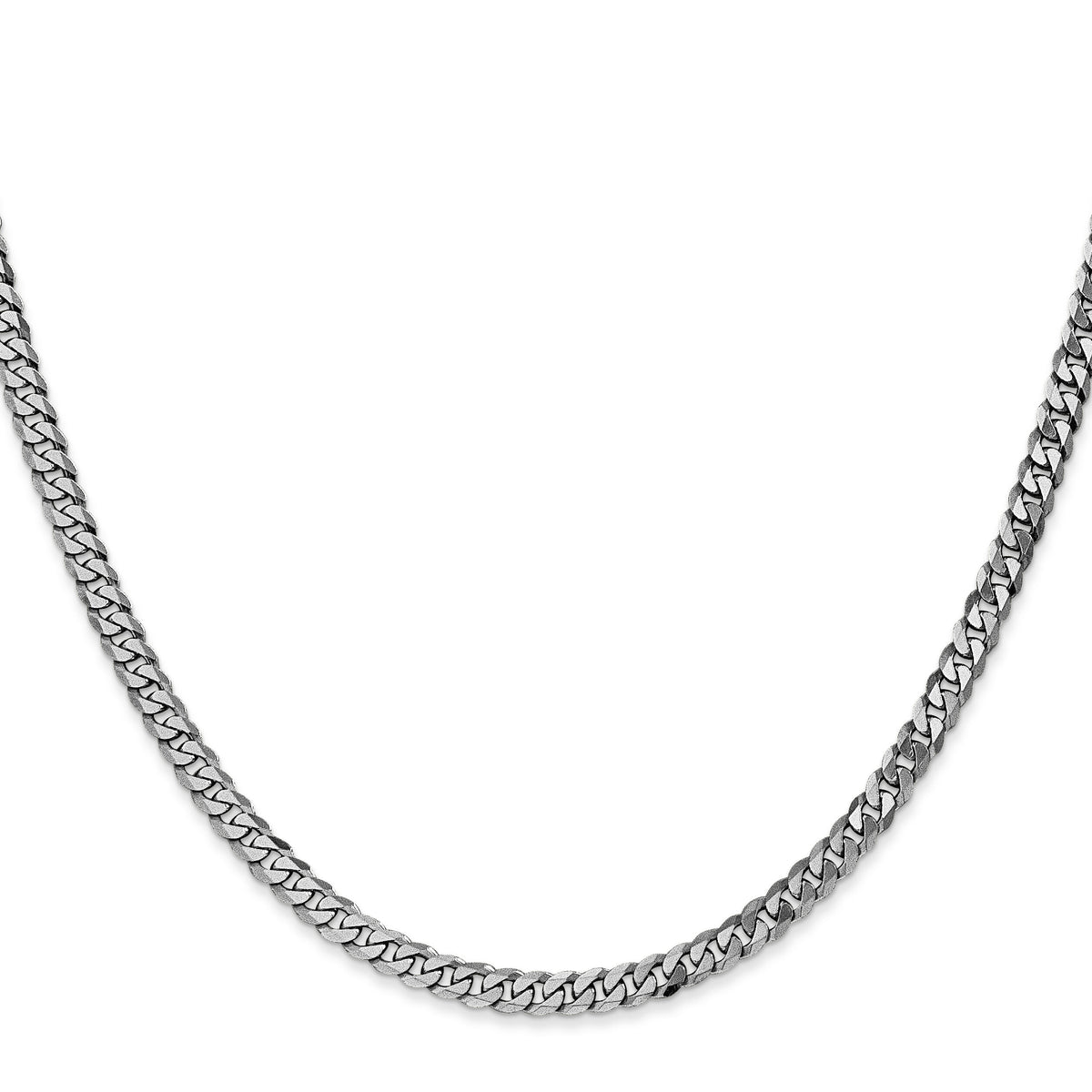 14k White Gold 3.9mm Flat Beveled Curb Chain-WFBU100-24