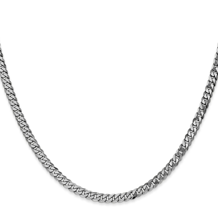 14k White Gold 3.9mm Flat Beveled Curb Chain-WFBU100-20