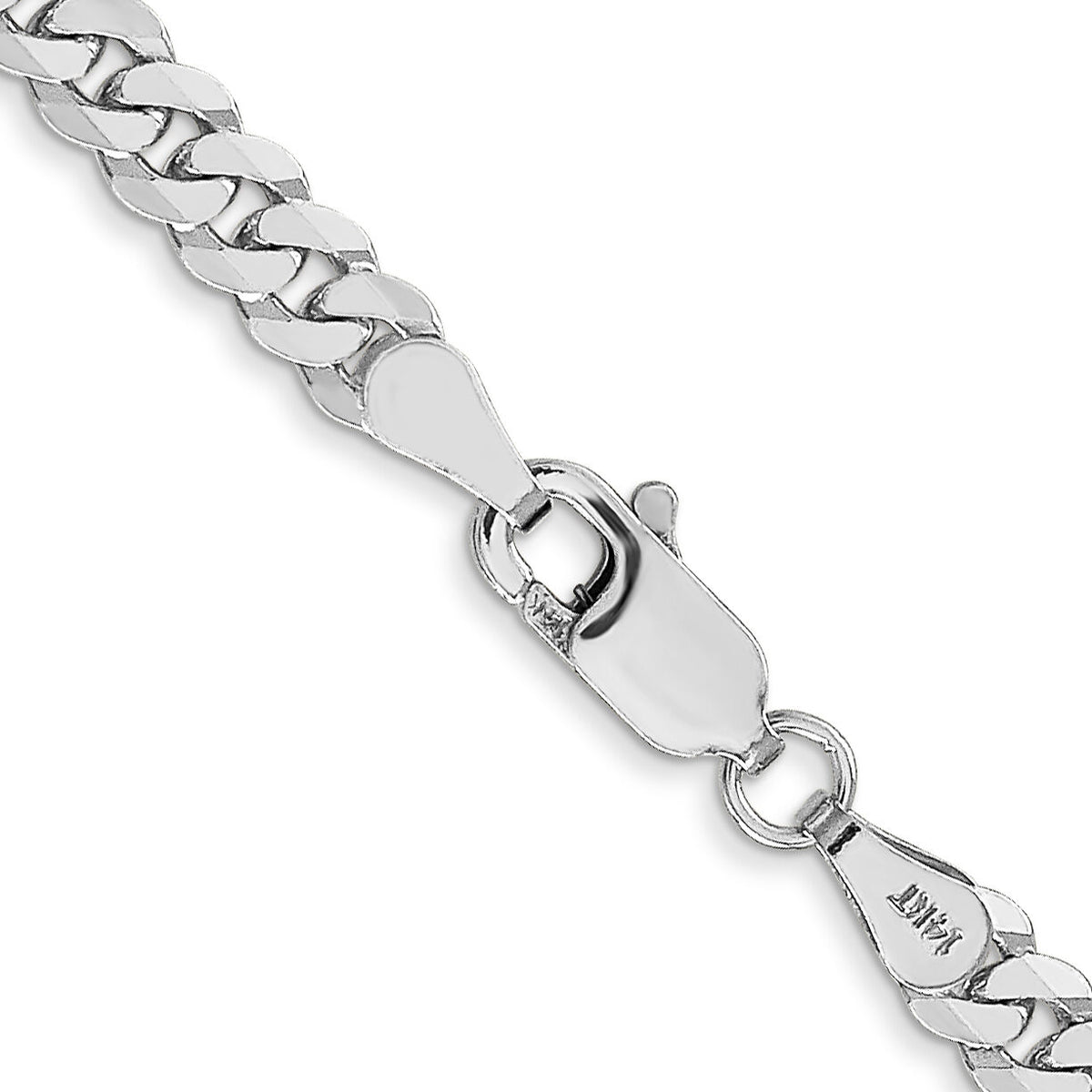14k White Gold 3.9mm Flat Beveled Curb Chain-WFBU100-20