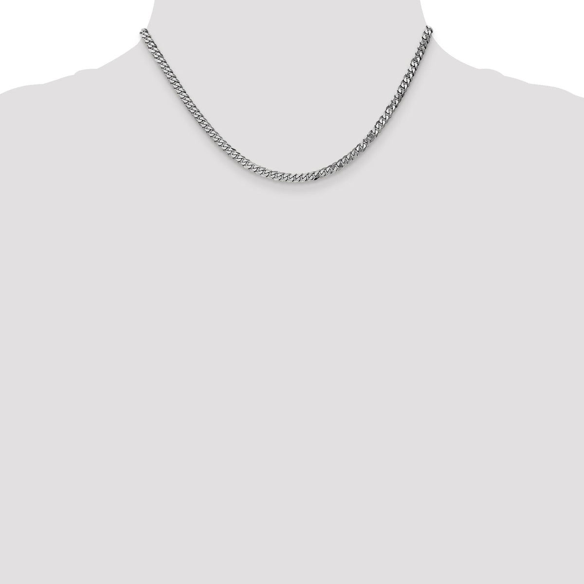 14k White Gold 3.9mm Flat Beveled Curb Chain-WFBU100-16