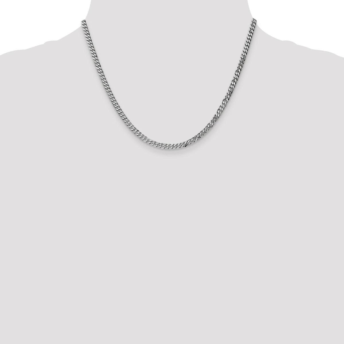 14k White Gold 3.9mm Flat Beveled Curb Chain-WFBU100-18