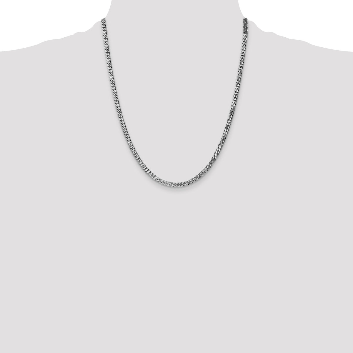 14k White Gold 3.9mm Flat Beveled Curb Chain-WFBU100-22