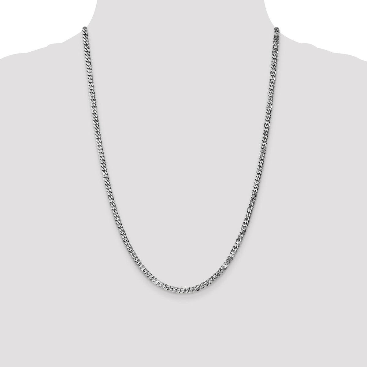 14k White Gold 3.9mm Flat Beveled Curb Chain-WFBU100-24